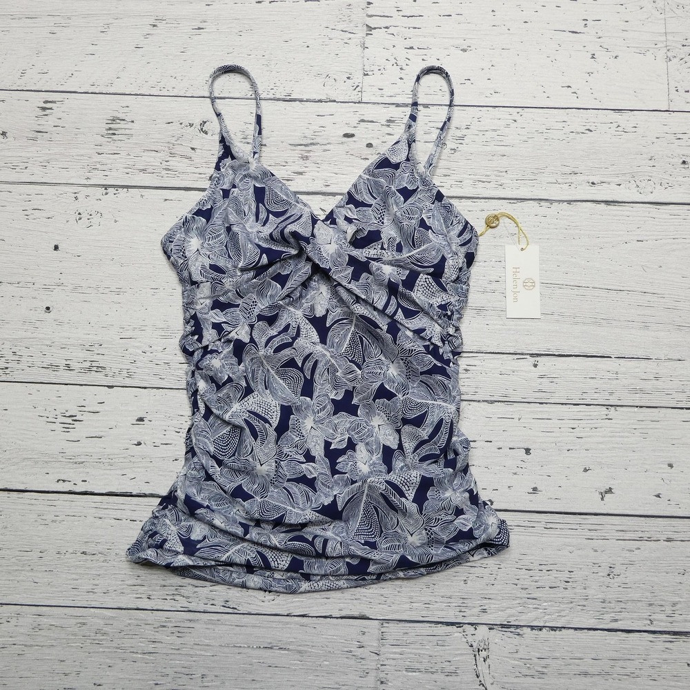 Helen Jon Tankini Swimsuit Top Womens XS Floral‎ Ruched Made in USA Beachwear